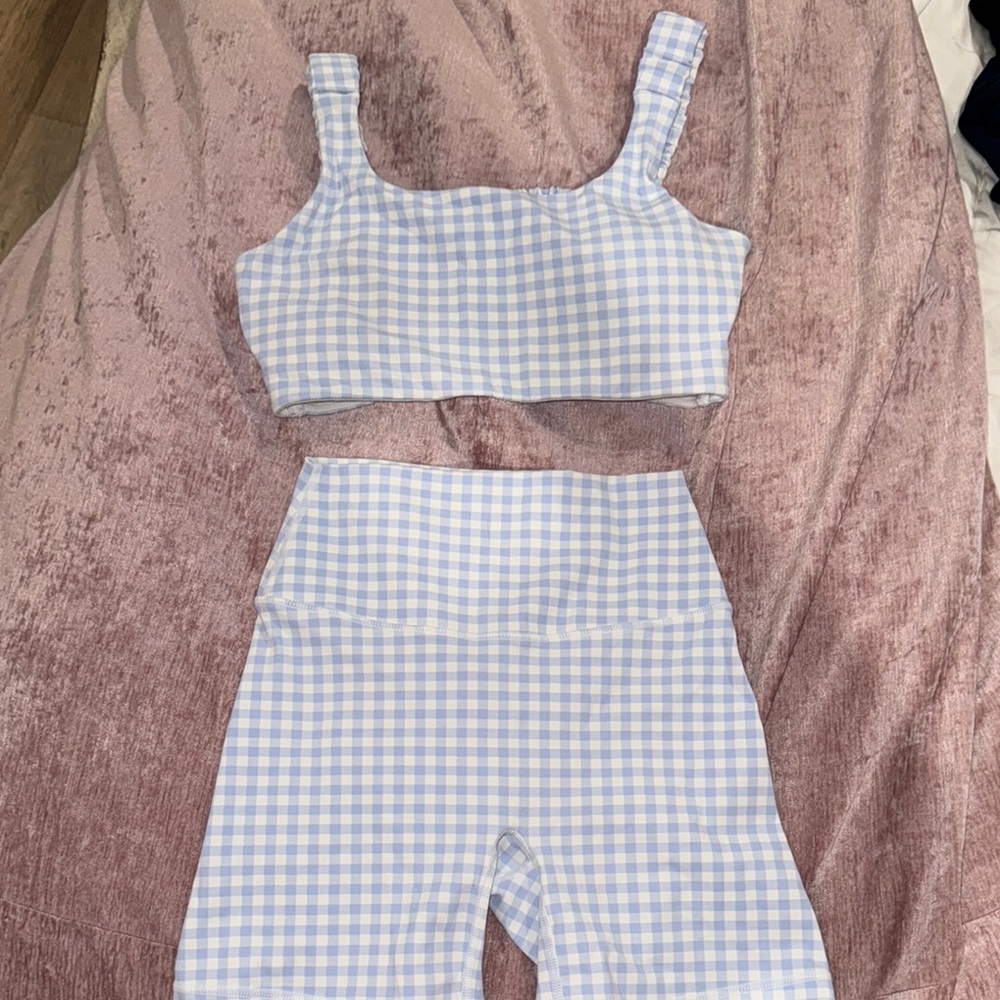 COPY - Astoria Blue and White Gingham Crop Top and Shorts Set